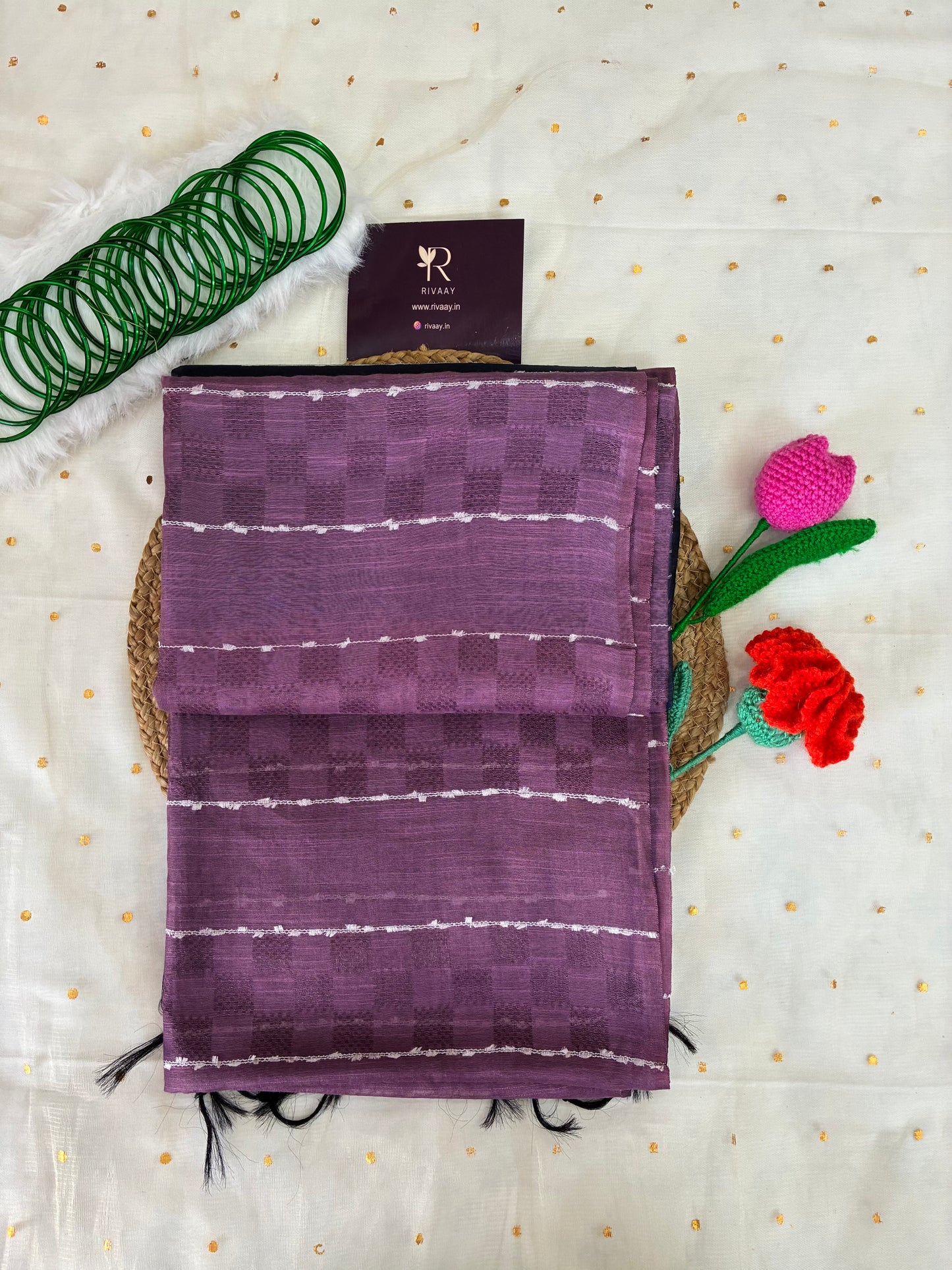 Purple Striped Chanderi Cotton