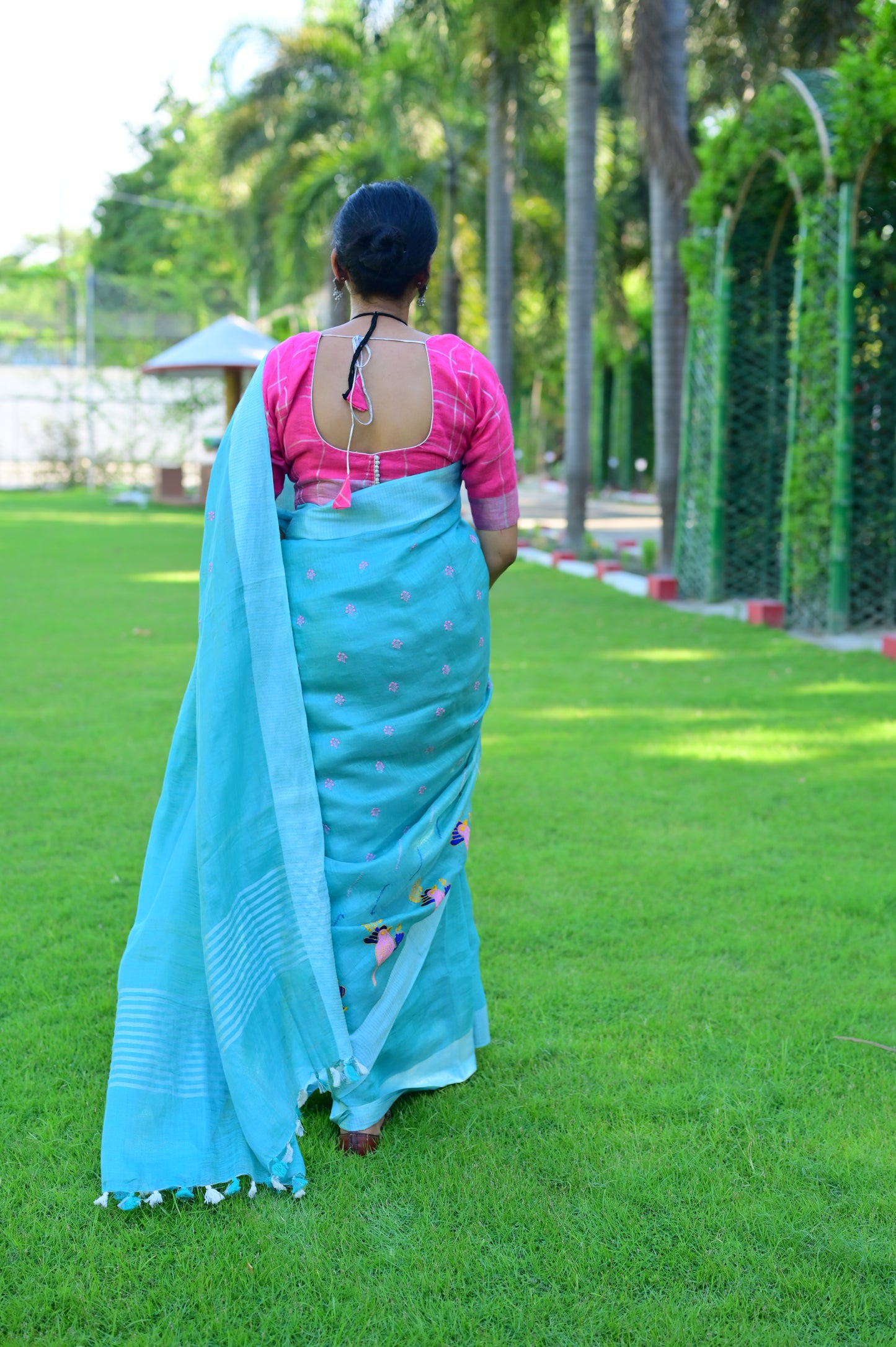 Neel- Pakhi Blue Tissue Linen