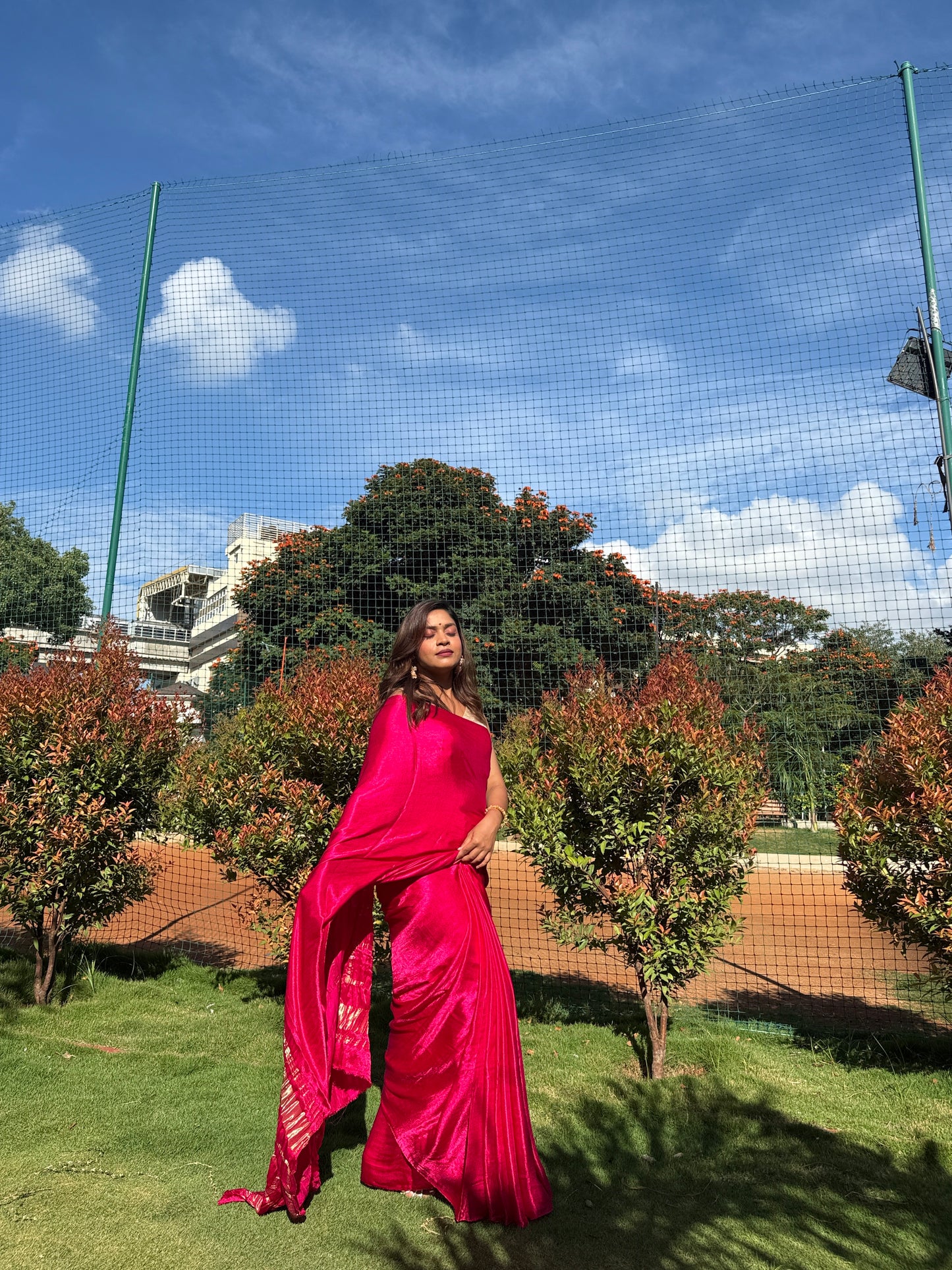 Pink Solid Gajji Silk Saree