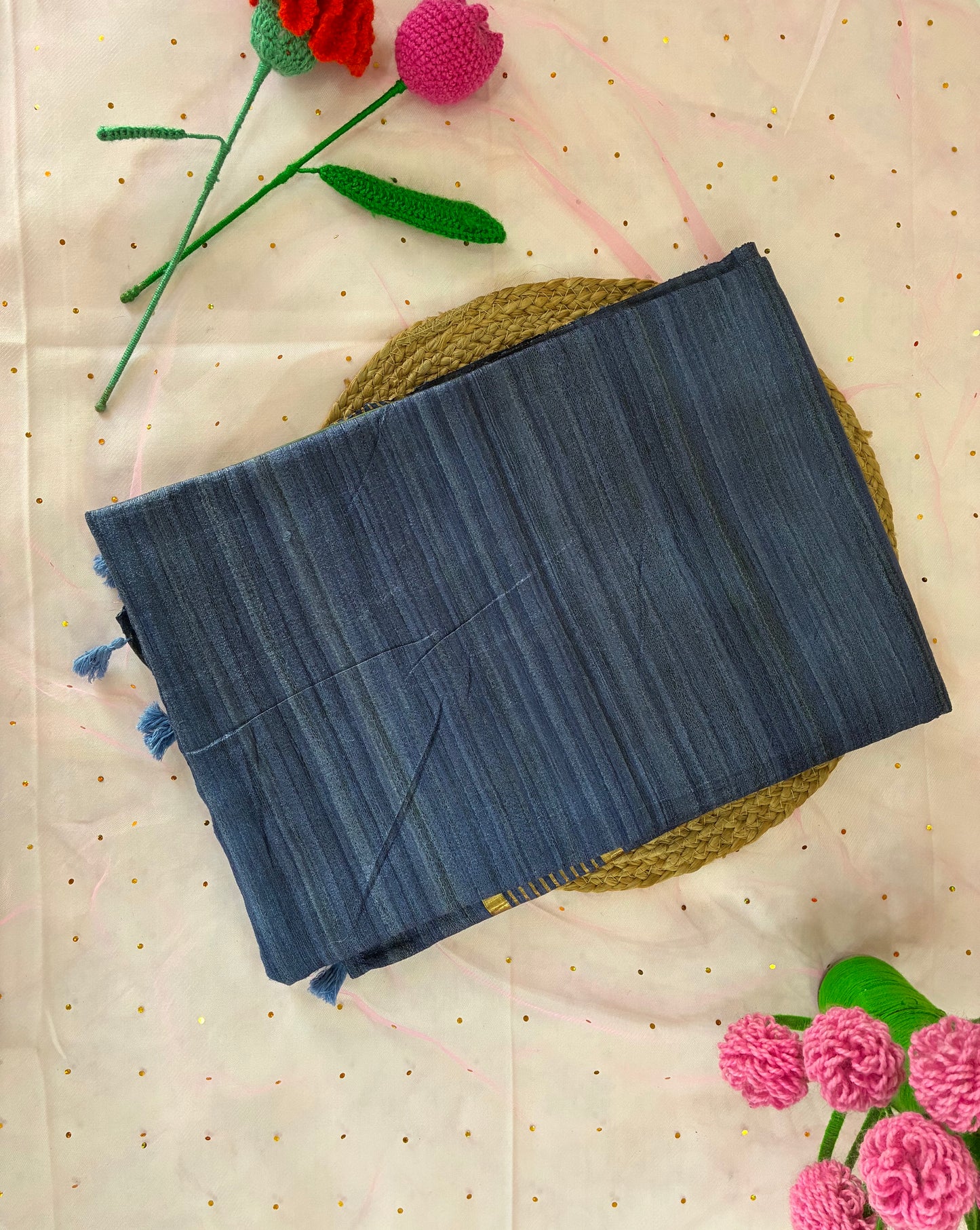 Green- Blue Half Silk Bhagalpuri Silk Saree