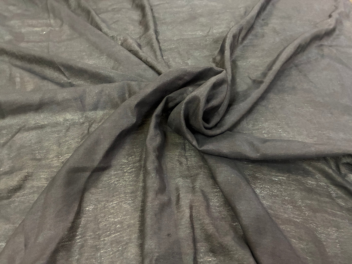 Black Handprinted Chanderi Saree