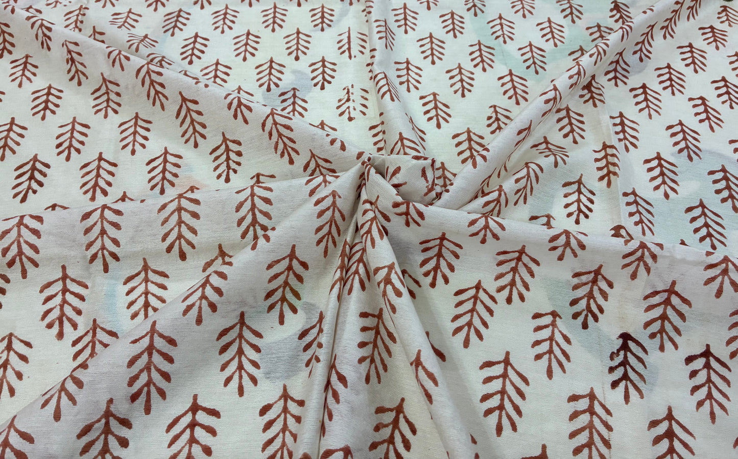 Green Floral Handprinted Chanderi Saree