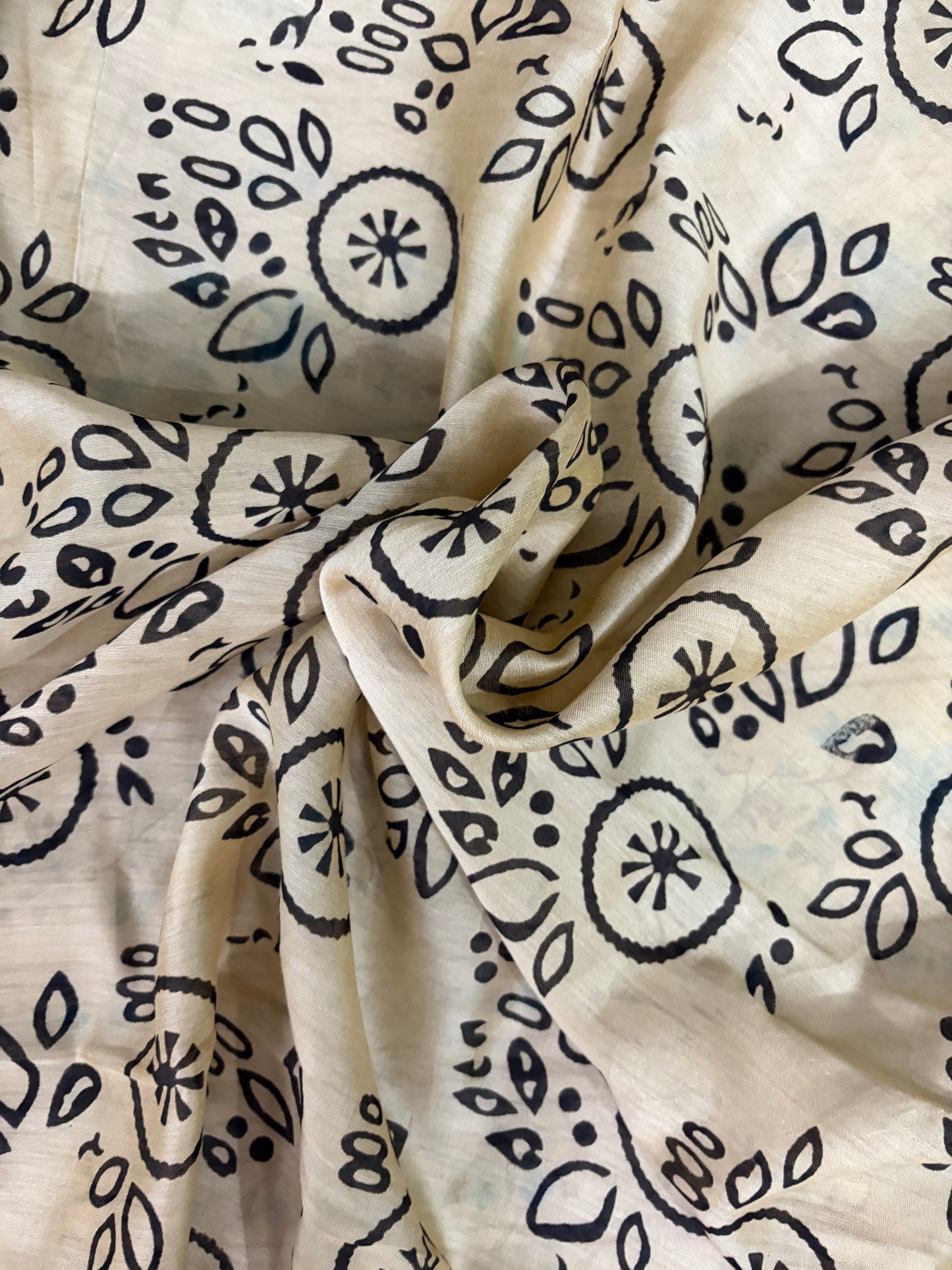 Green Maheshwari Striped Bagru print Saree