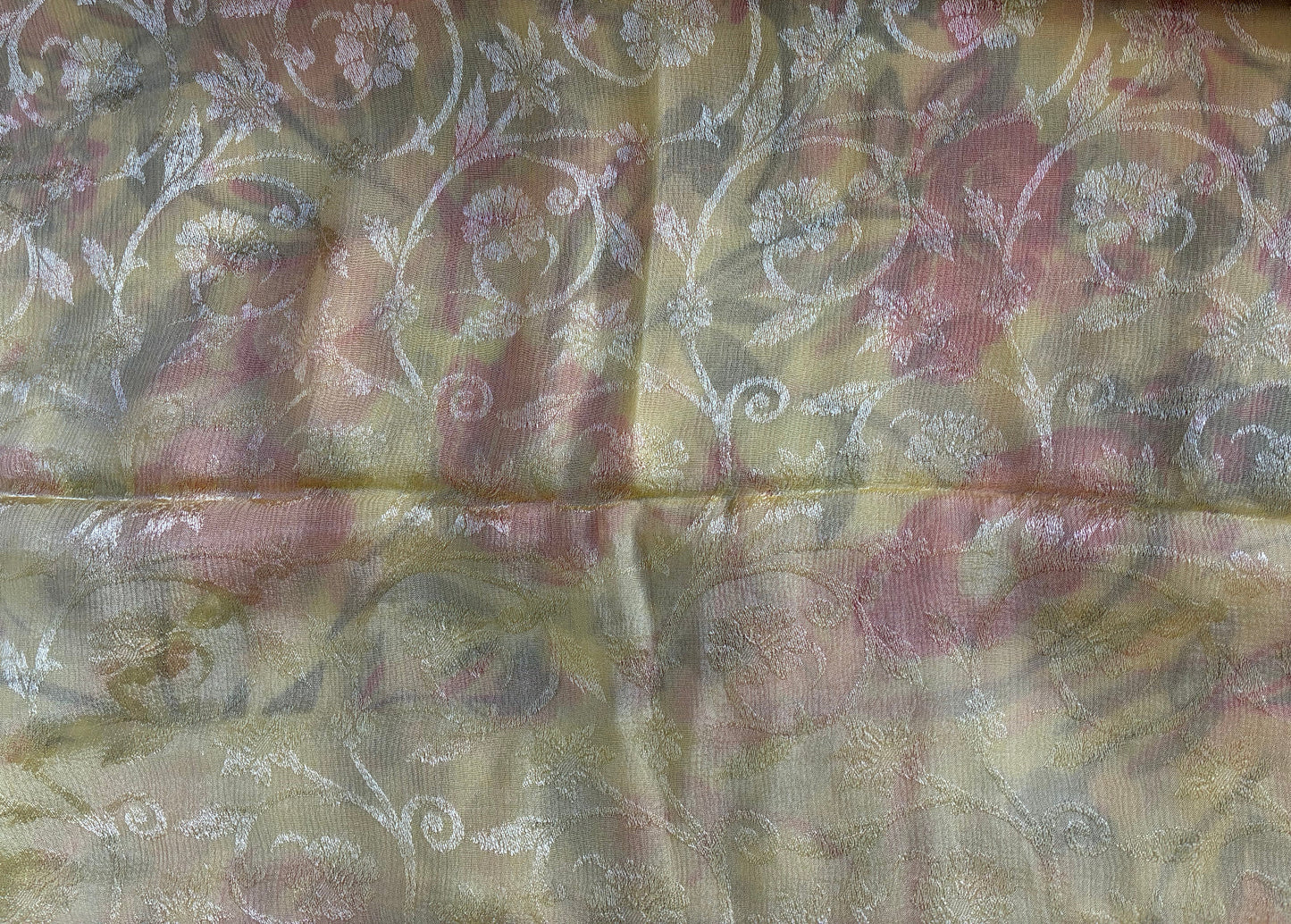 Yellow Floral Pure Chiffon Saree