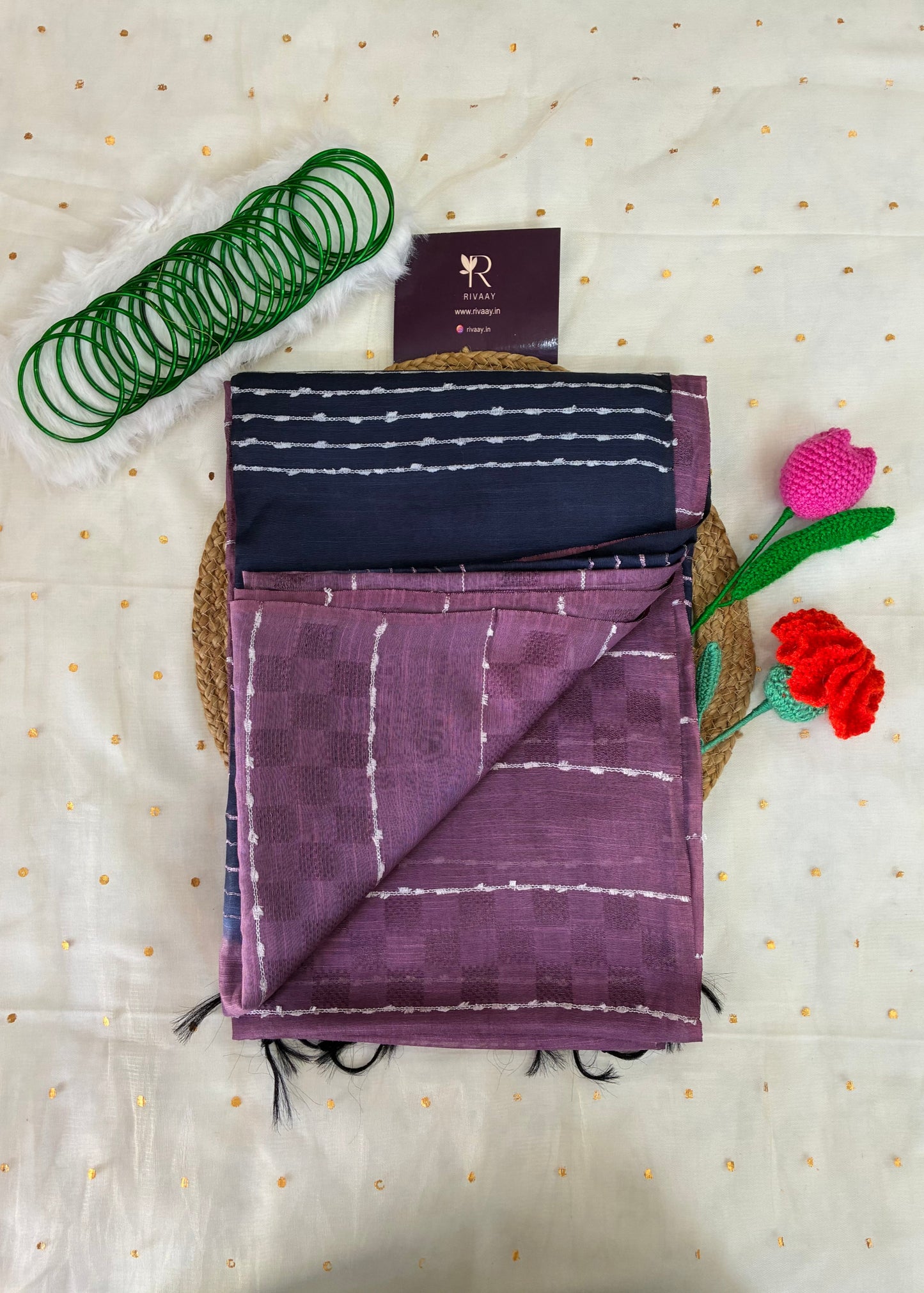 Purple Striped Chanderi Cotton
