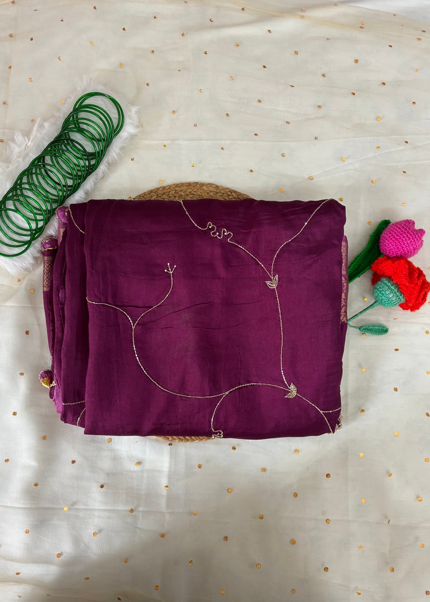 Purple Festive Chit Pallu Saree