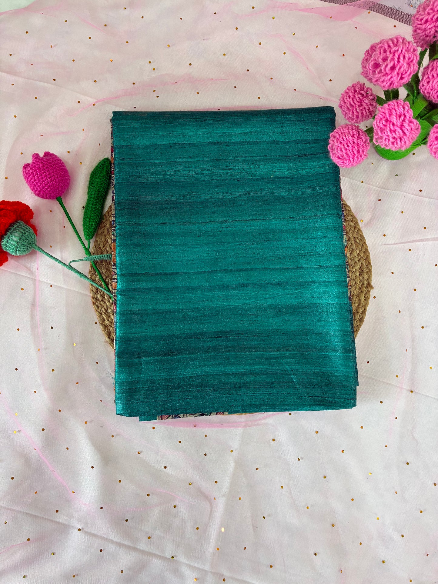 Green Bhagalpuri Ghicha Silk With Madhubani Handpainted Saree