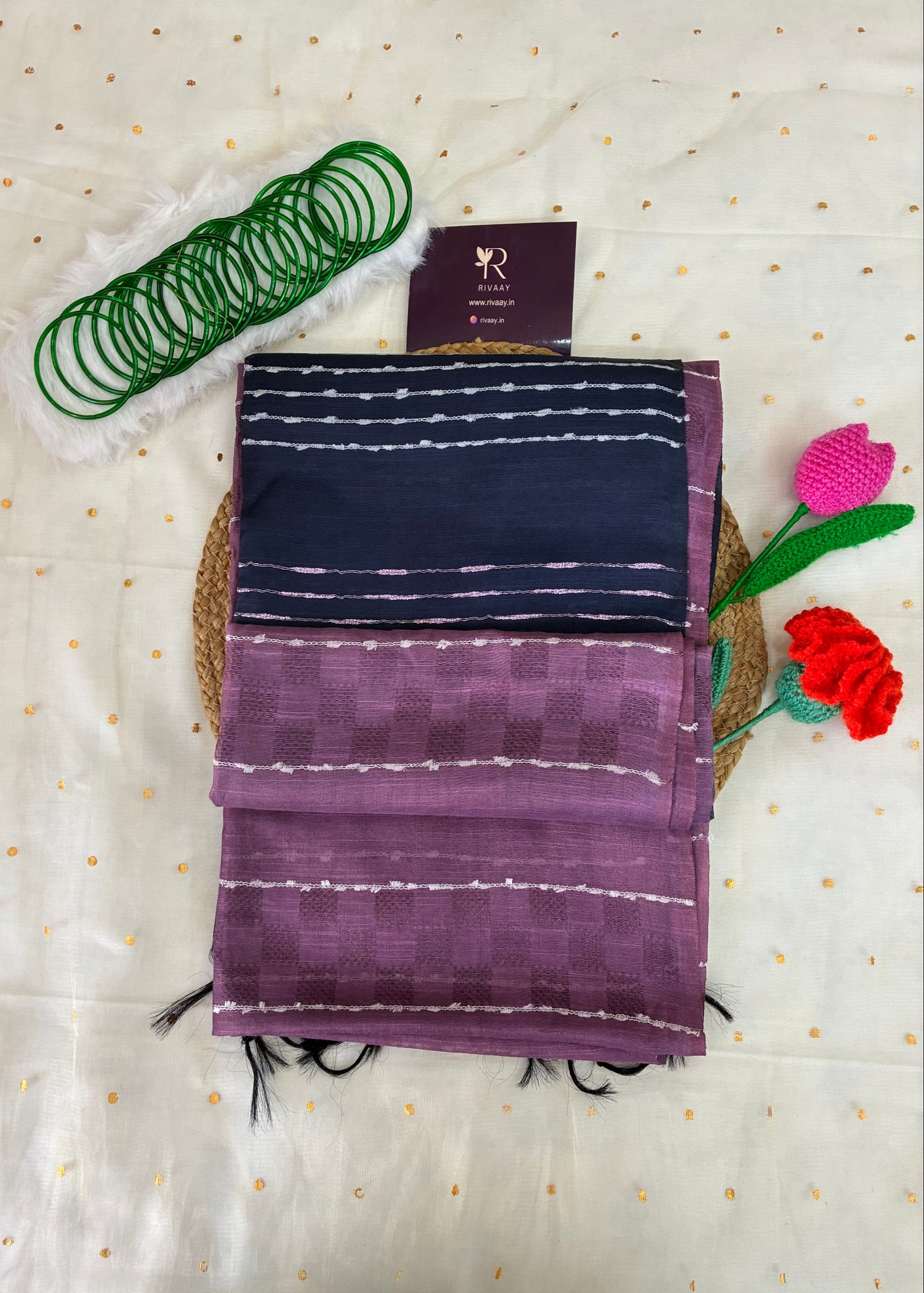 Purple Striped Chanderi Cotton