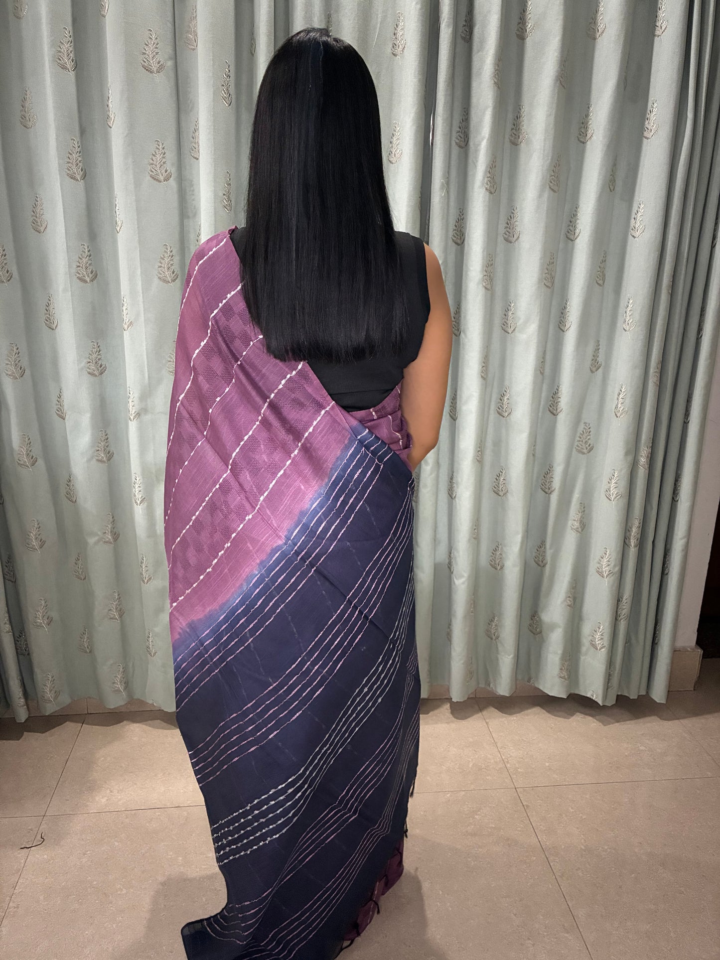 Purple Striped Chanderi Cotton