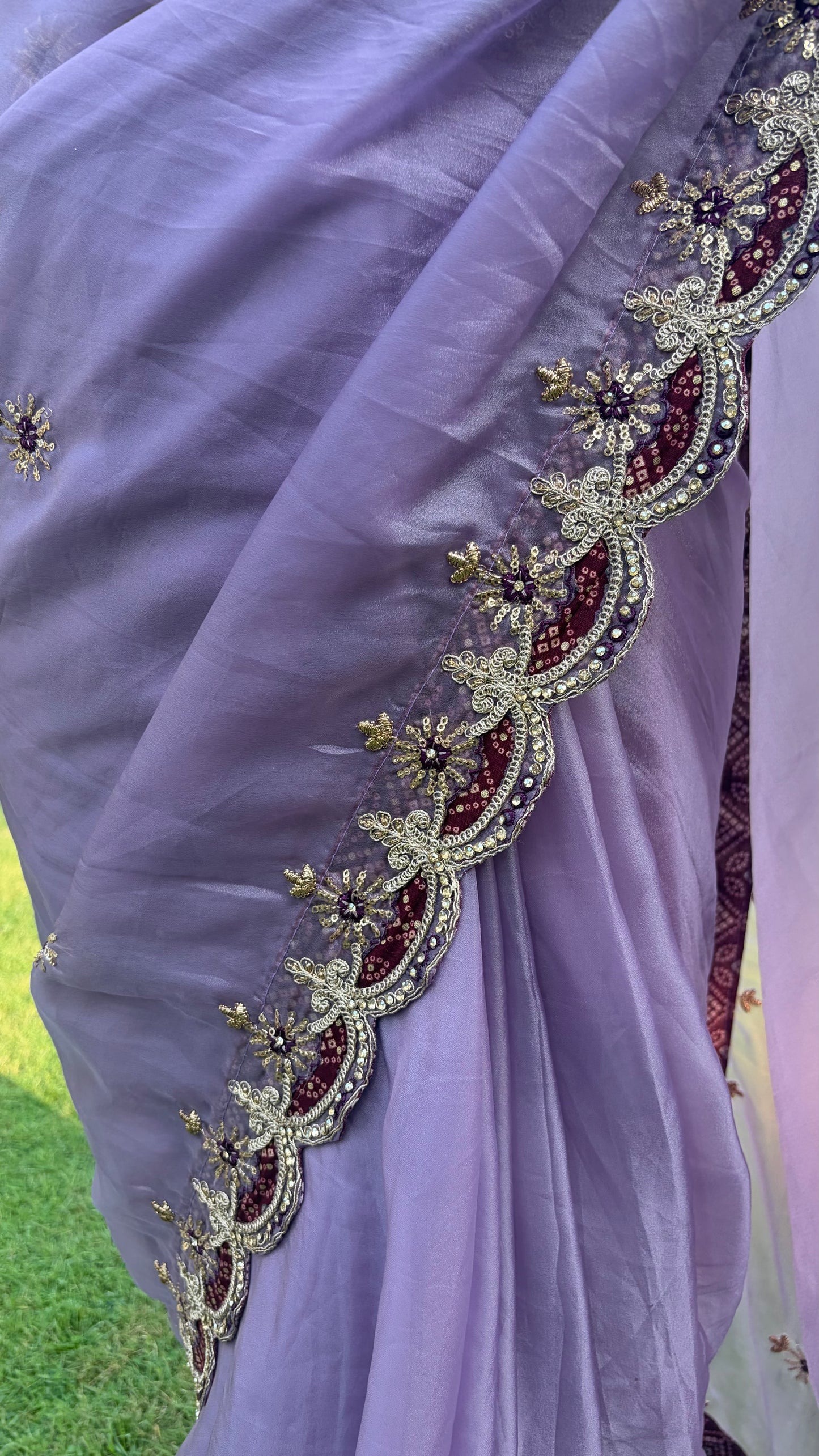 Purple Saree and Blouse Combo