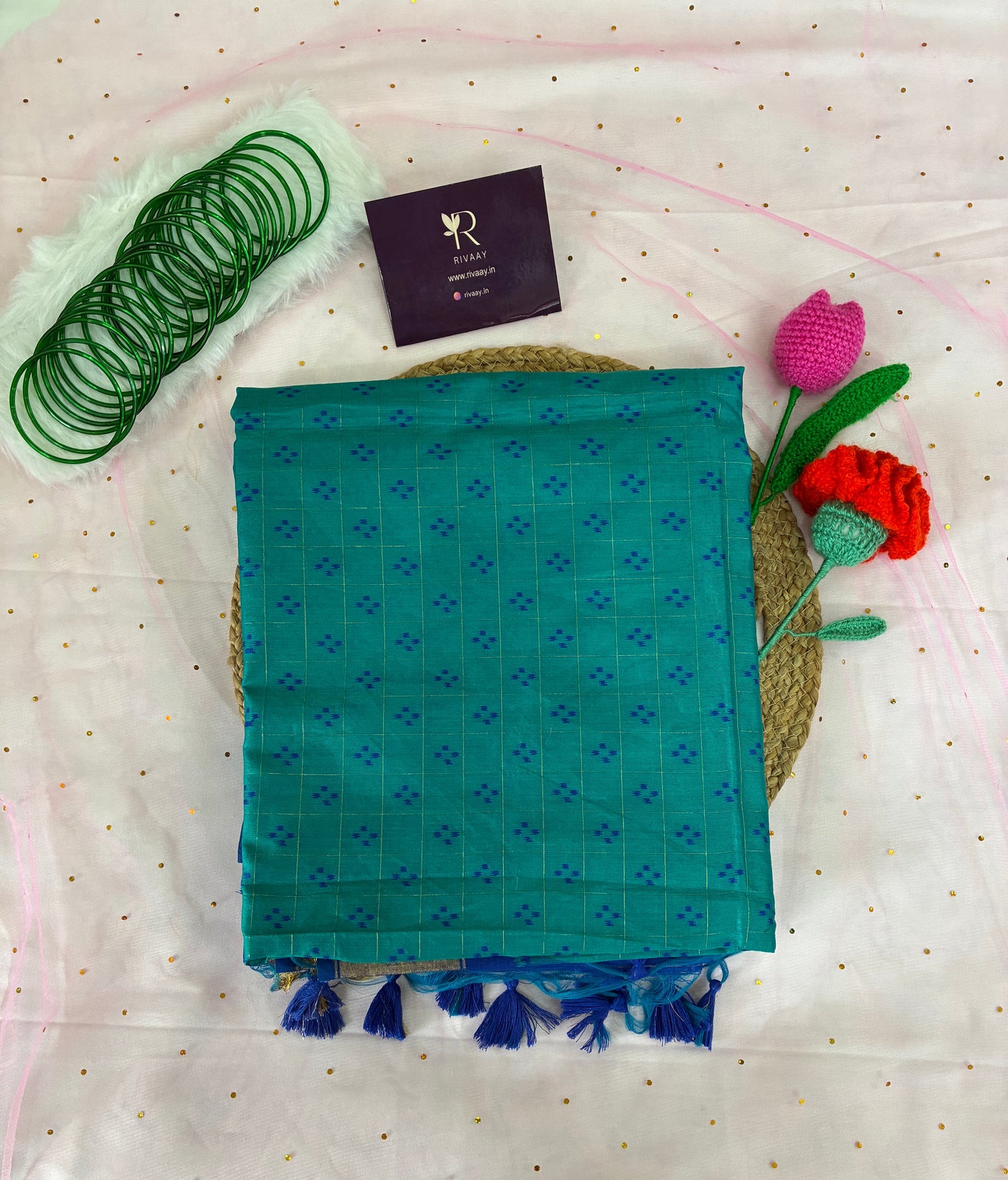 Blue Butti Weaving Chunari Pallu Chanderi Silk Saree