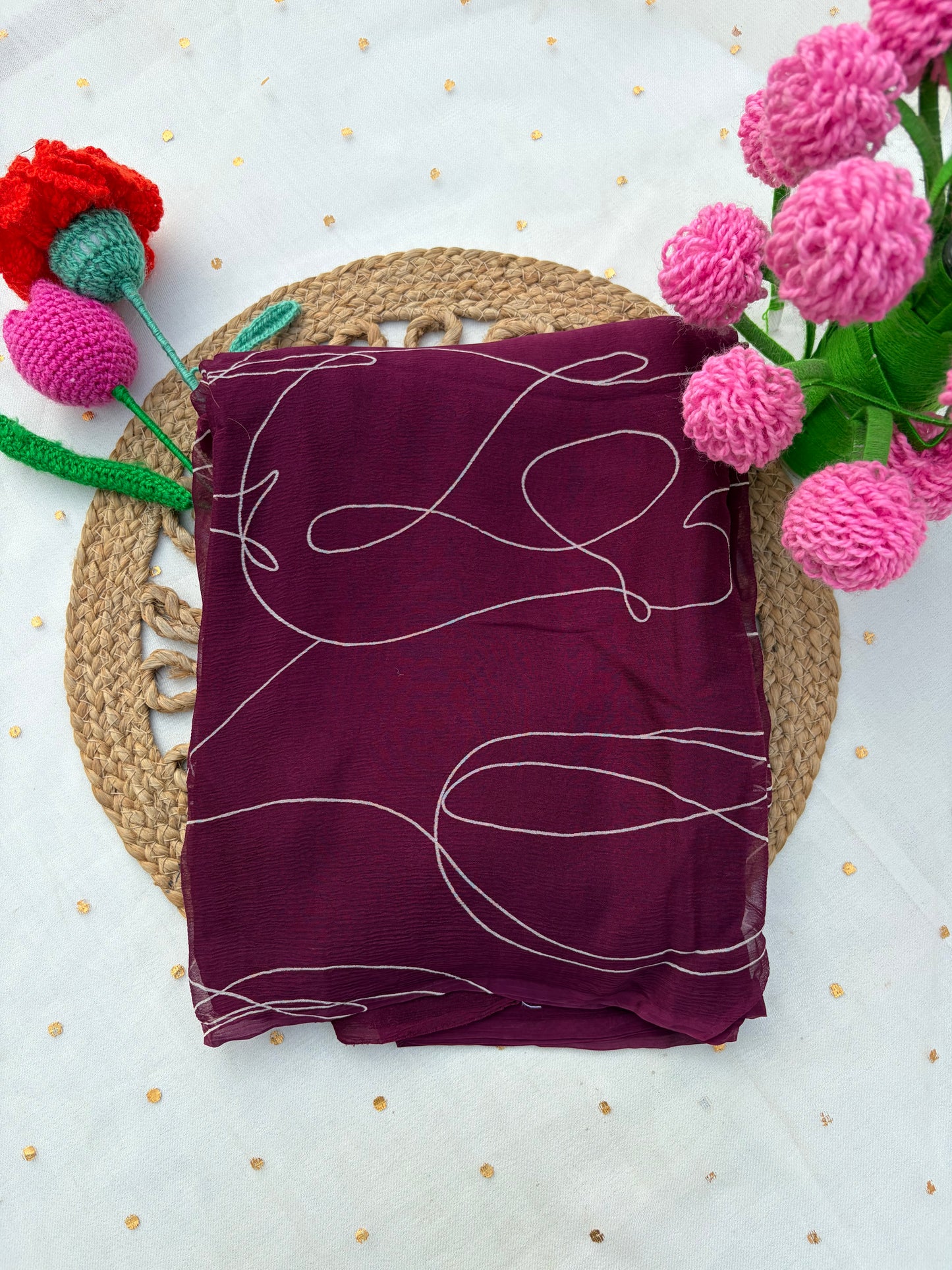 Wine Art Pure Chiffon Saree