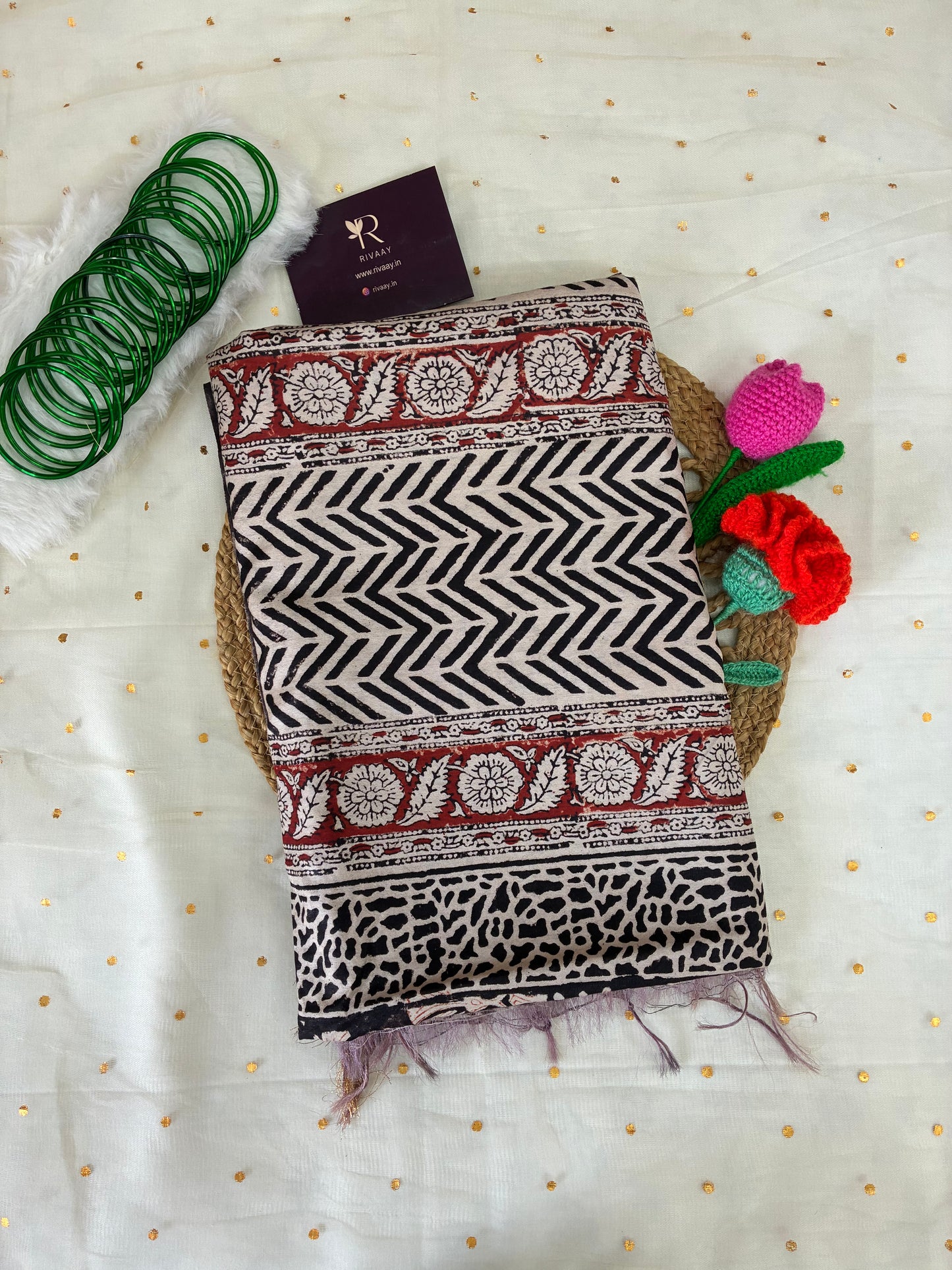 Blue Modal Print Chanderi Saree