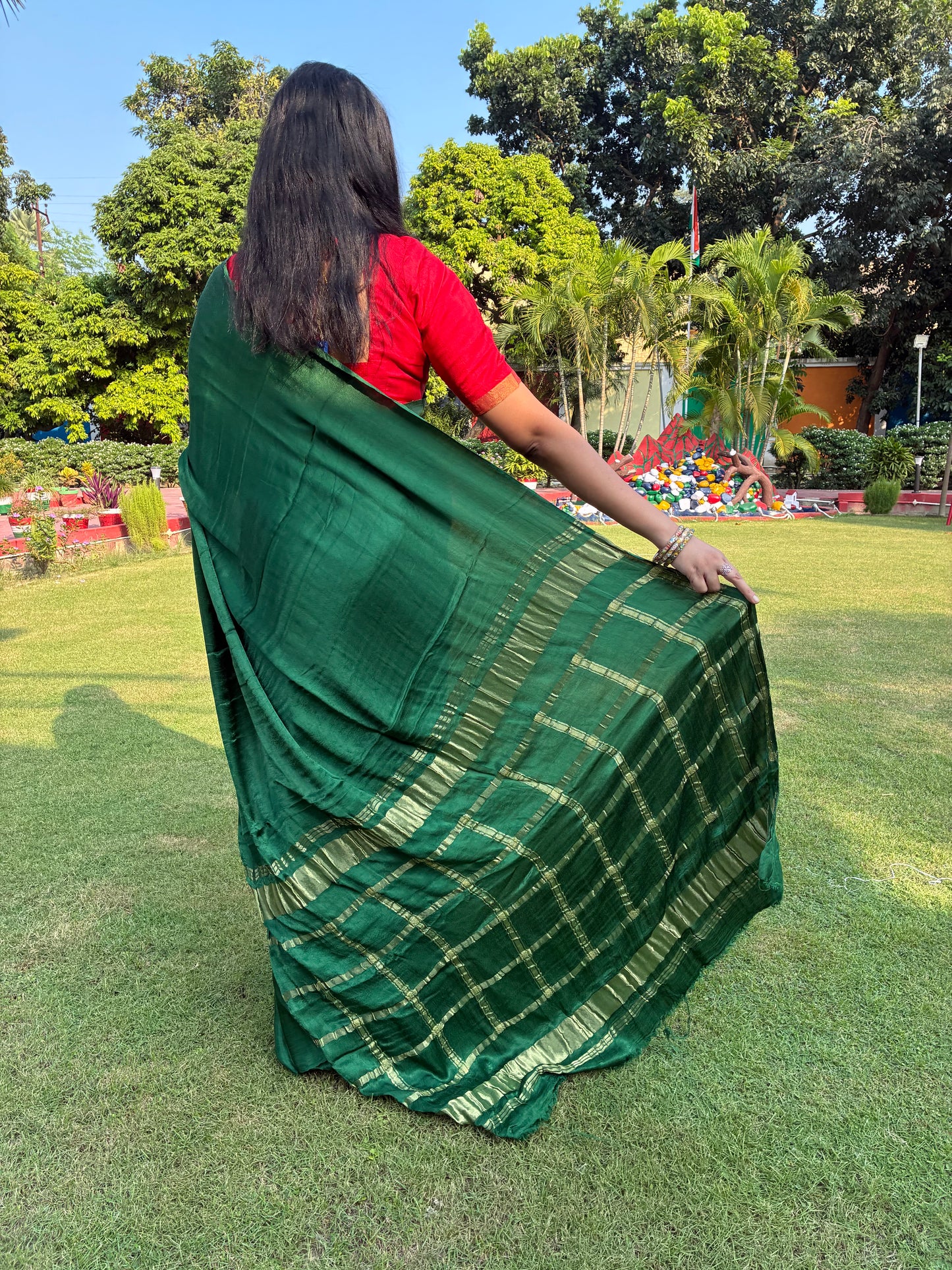 Green Solid Gajji Silk Saree