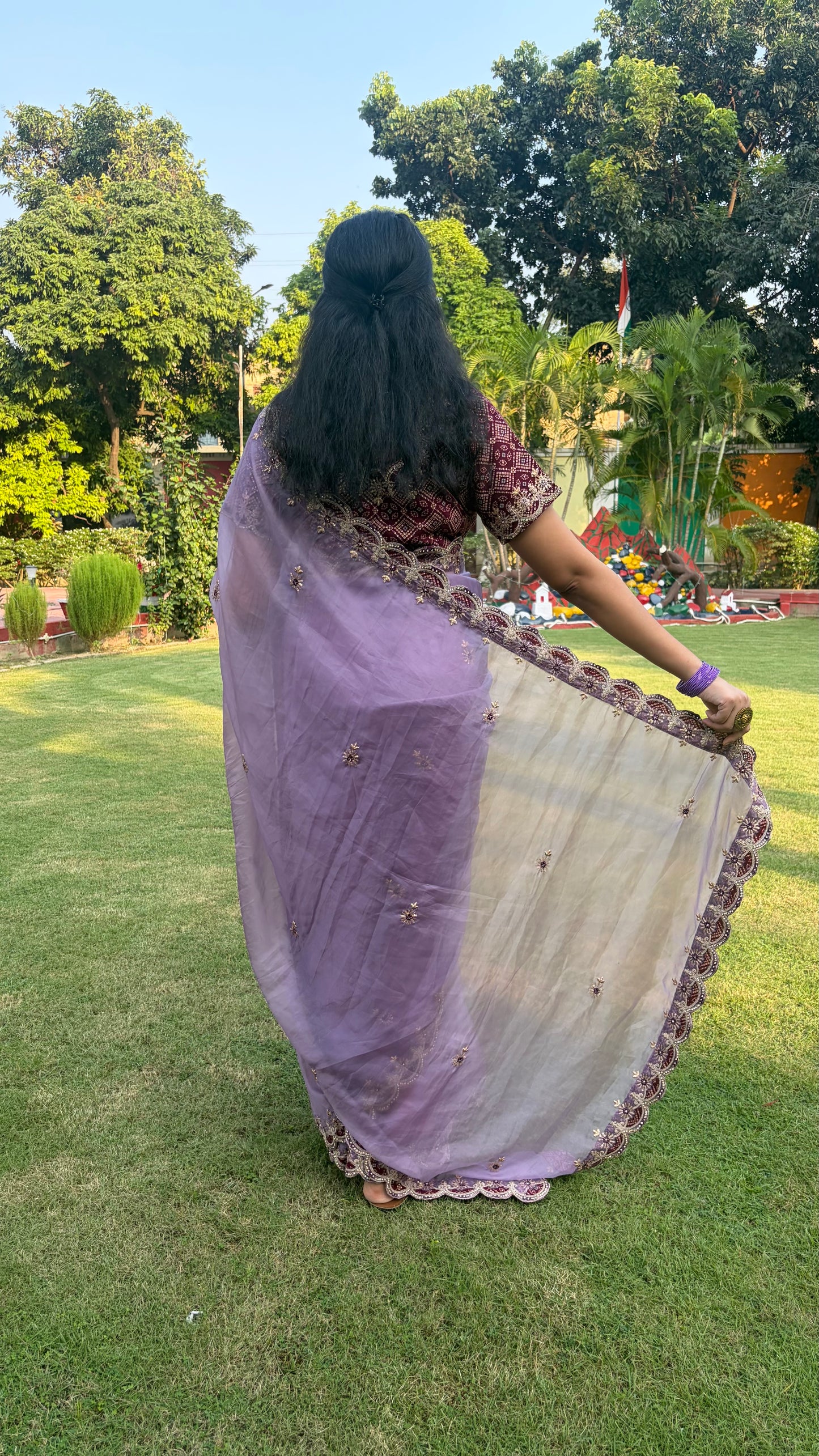 Purple Saree and Blouse Combo