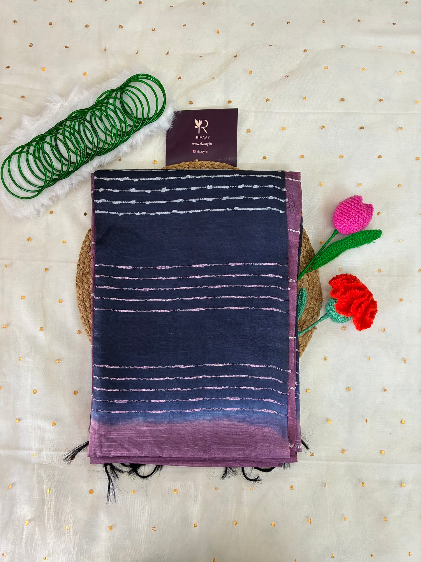 Purple Striped Chanderi Cotton