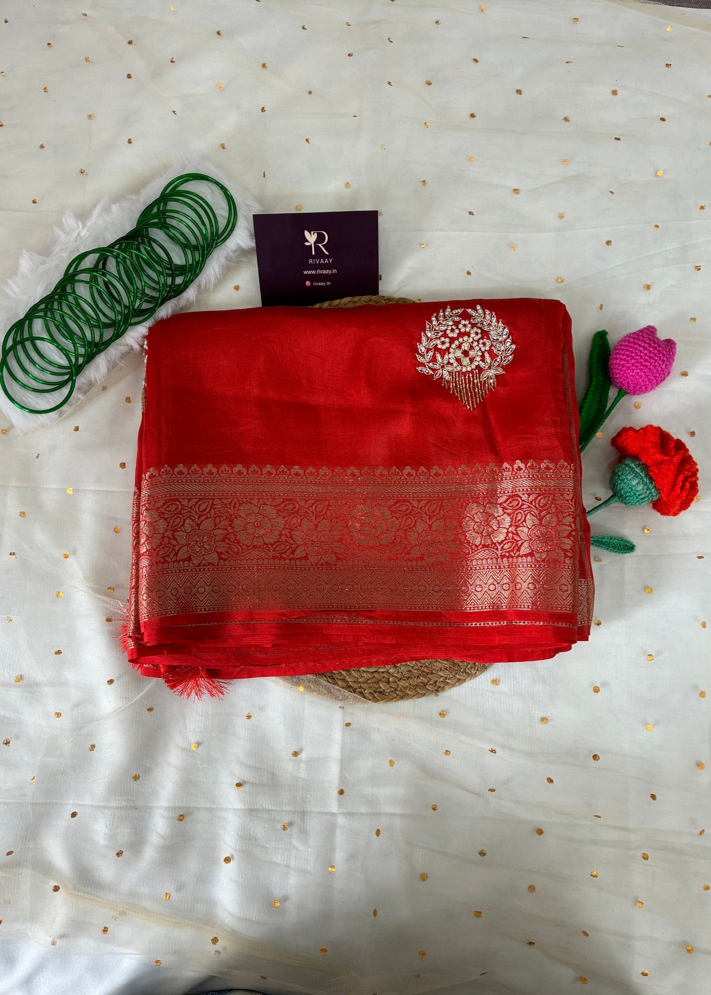Orange Festive Chit Pallu Saree