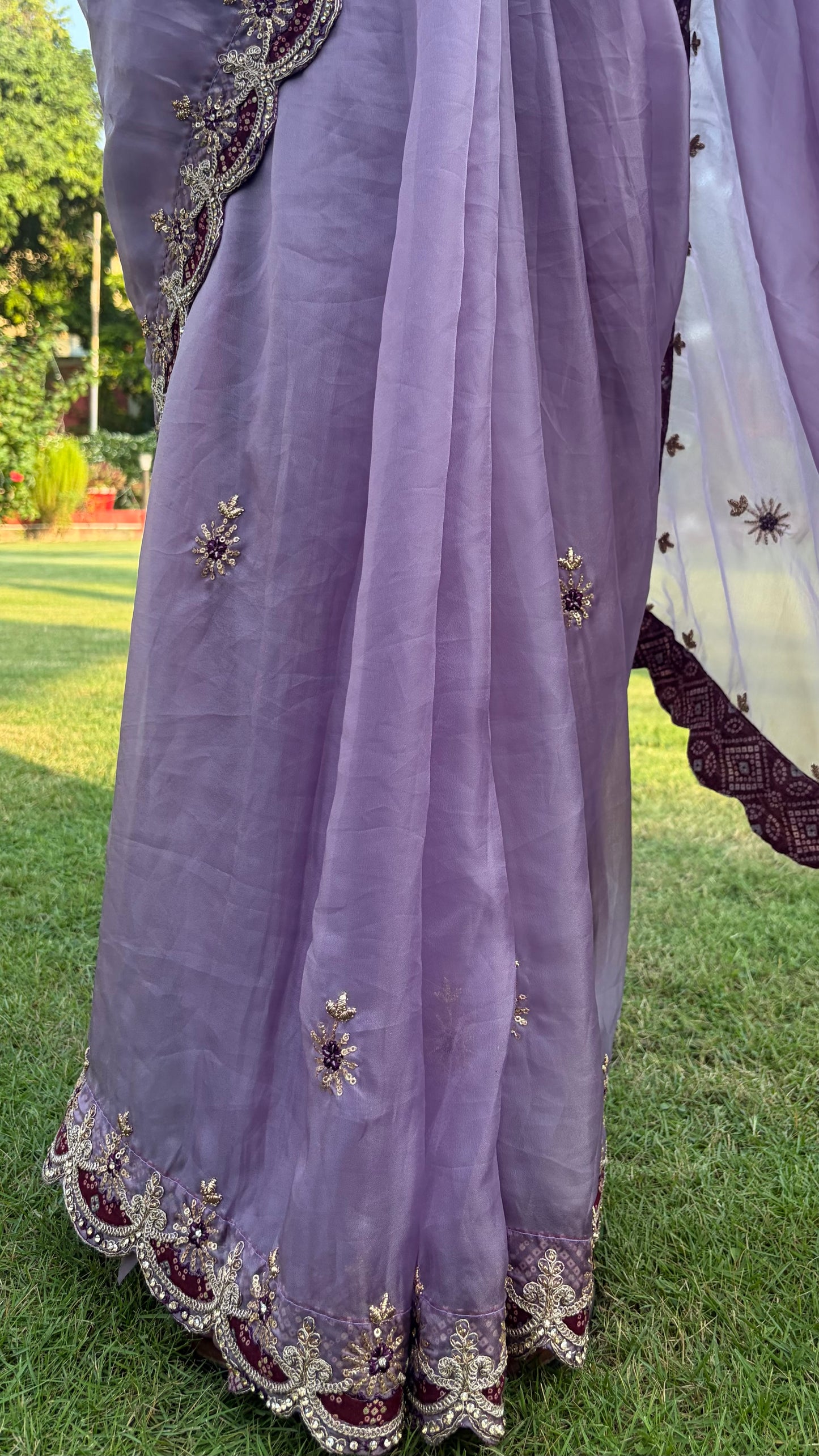 Purple Saree and Blouse Combo
