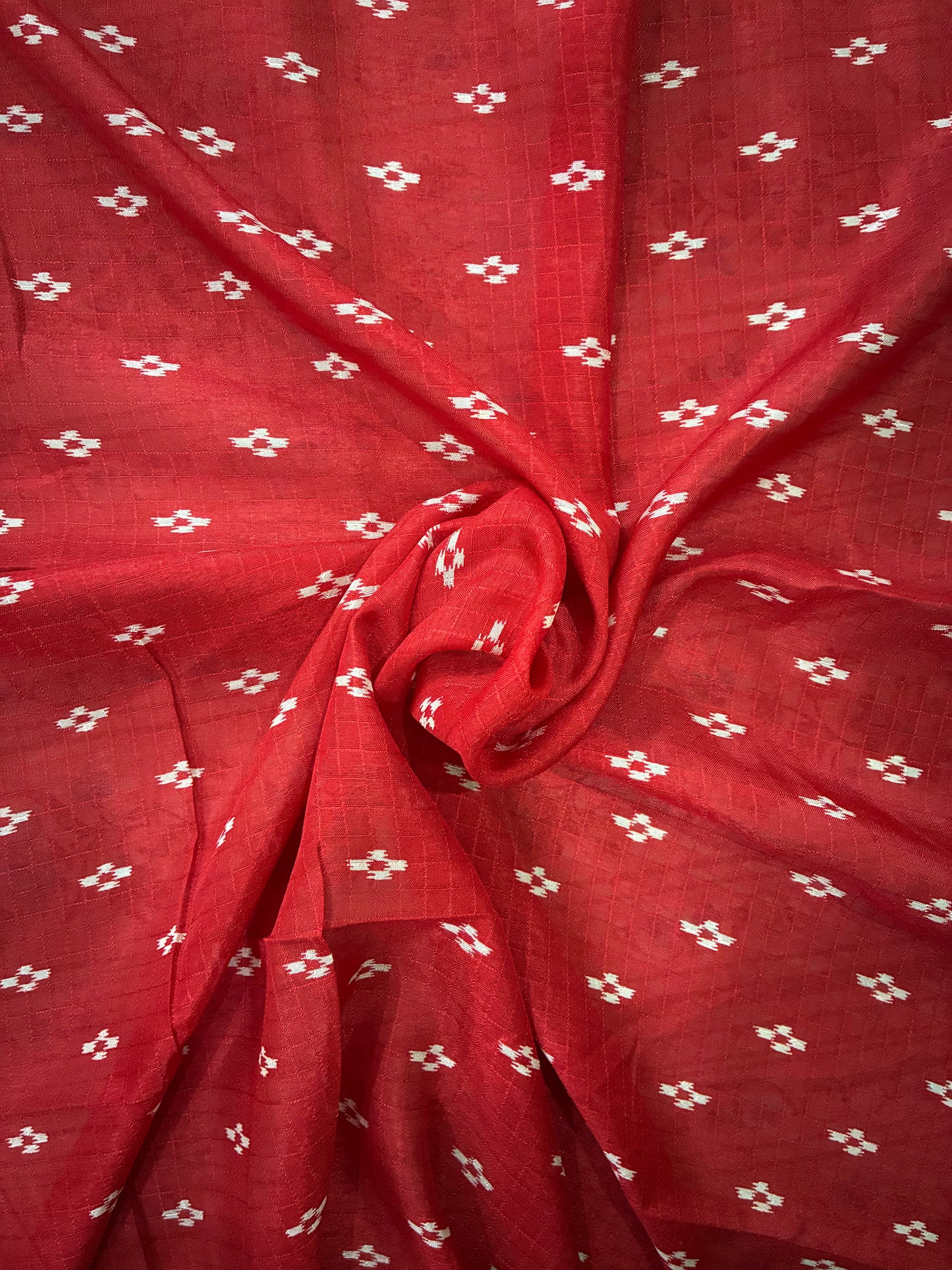 Red Pochampally Design Festive Saree