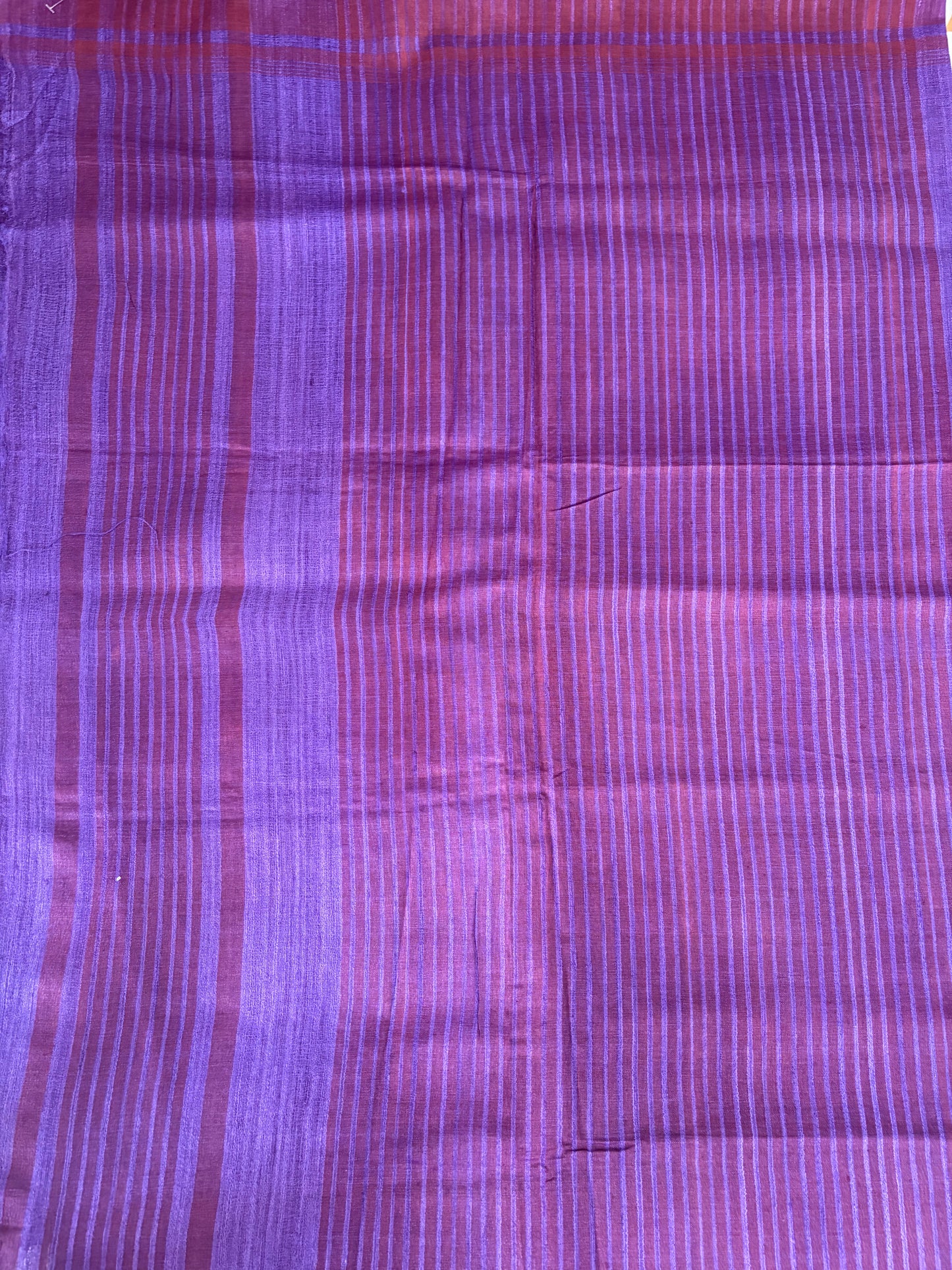 Purple  Pure Tussar Ghicha Silk Saree