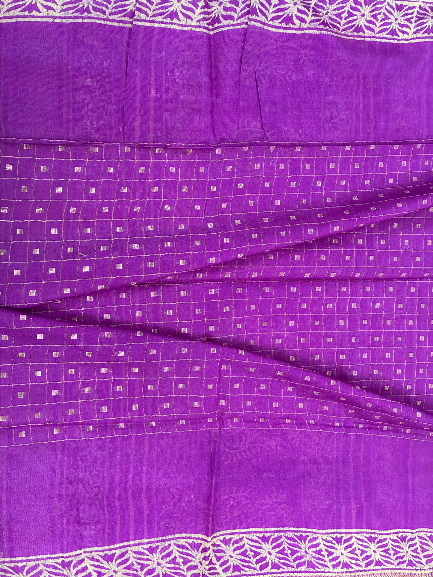 Raag-Rani- Purple-Rani Pink Chanderi Print