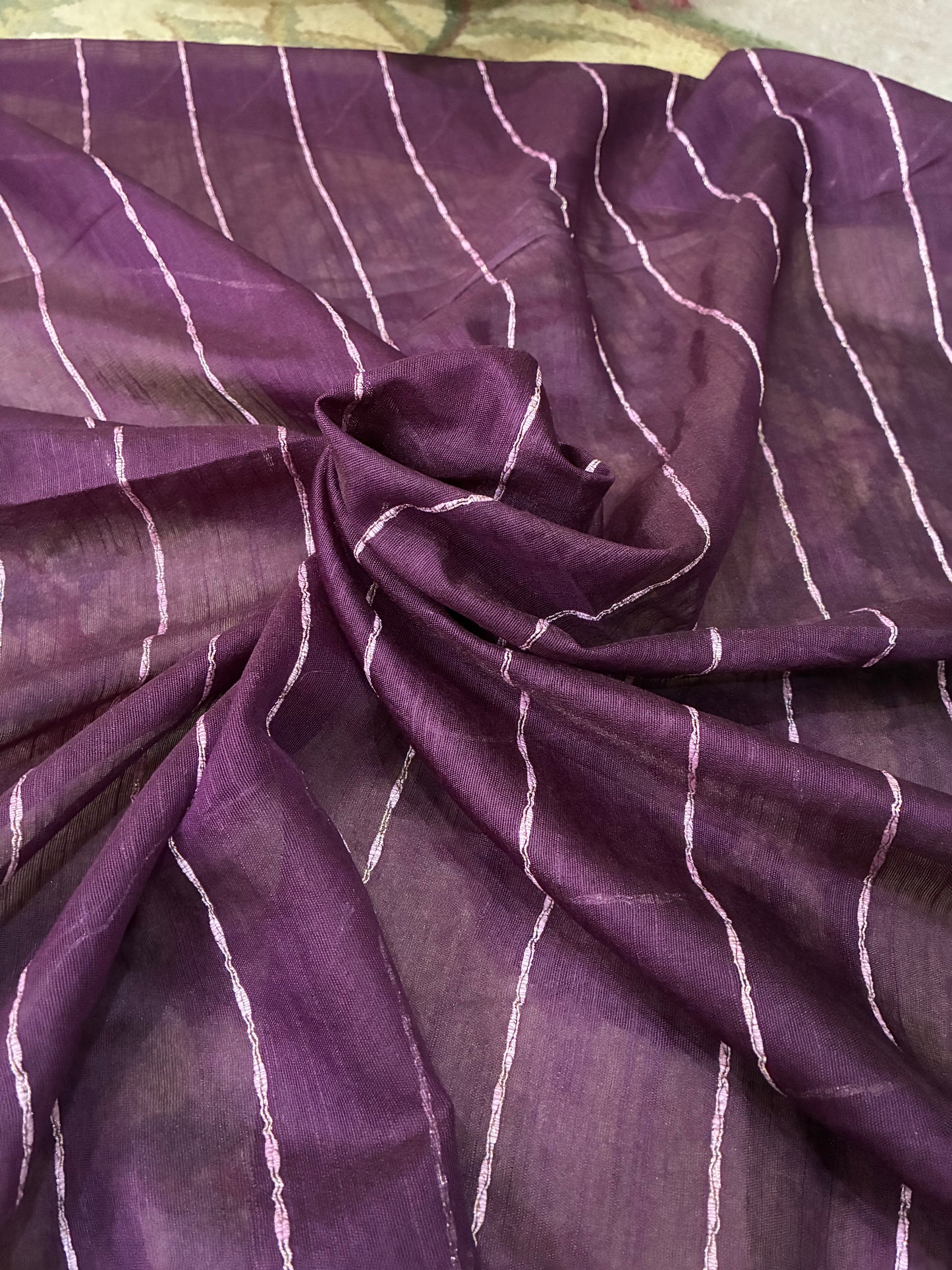 Purple Green Chanderi Cotton