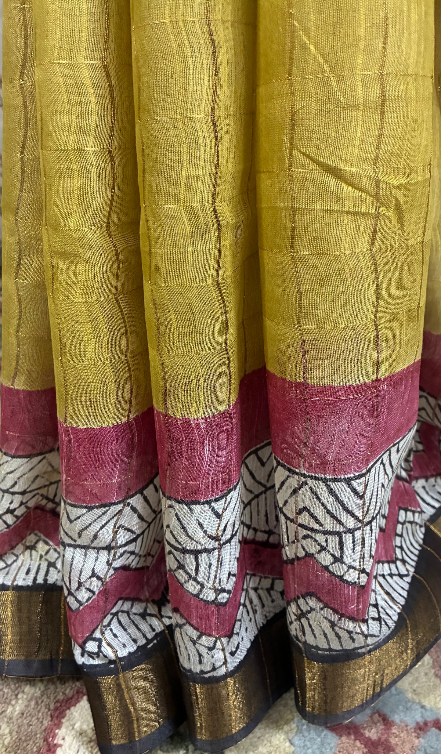 Mustard Red Chanderi Saree