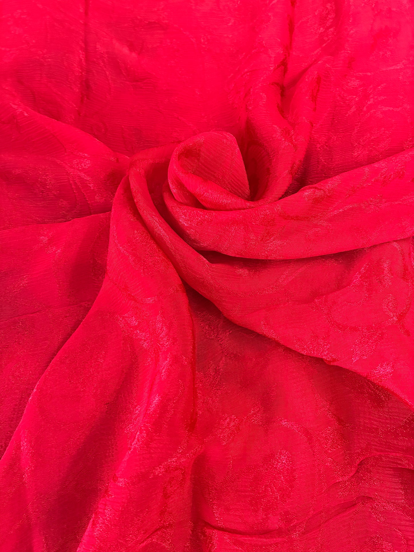 Red Floral Pure Chiffon Saree