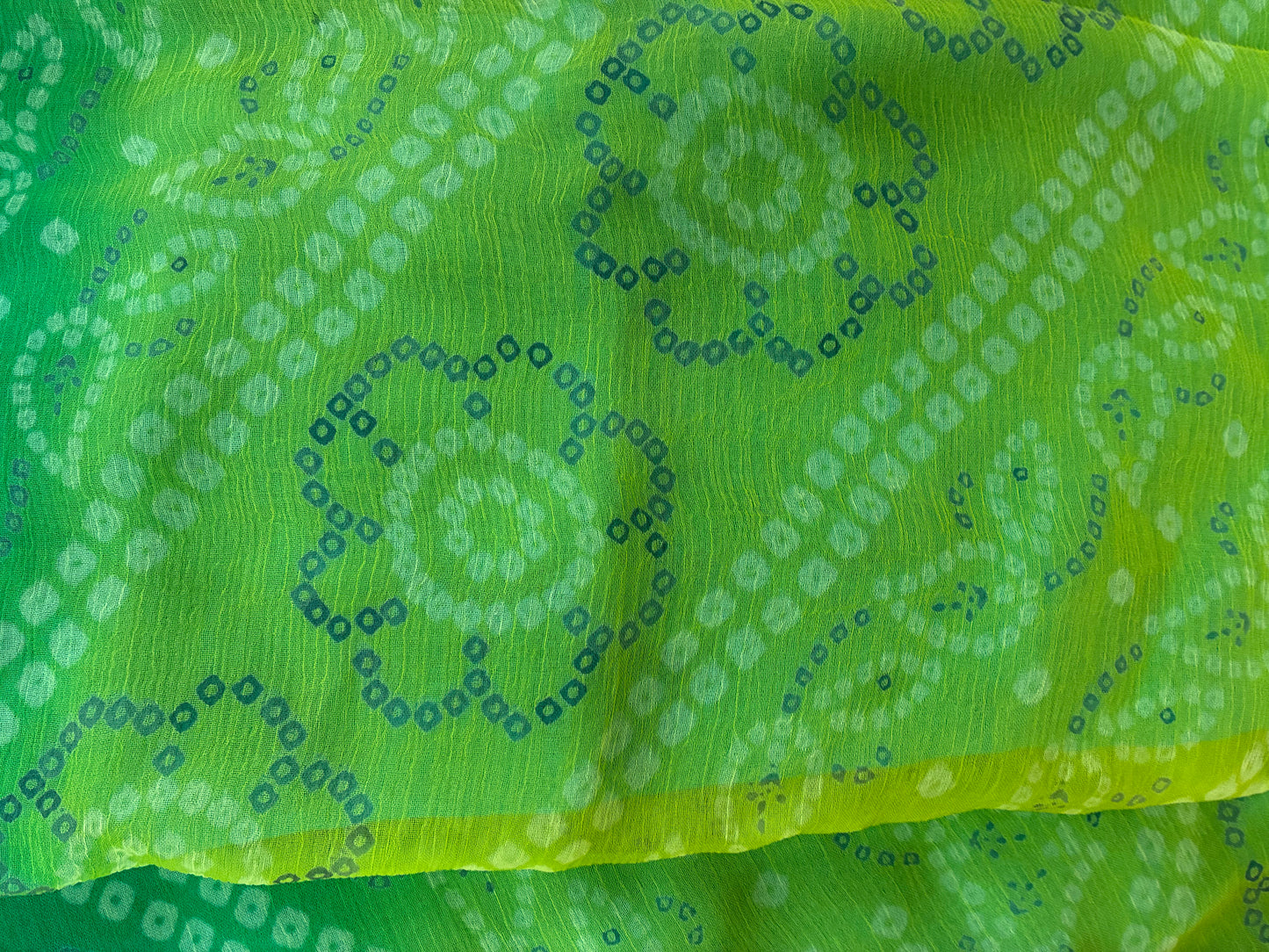 Blue Green Pure Chiffon Saree