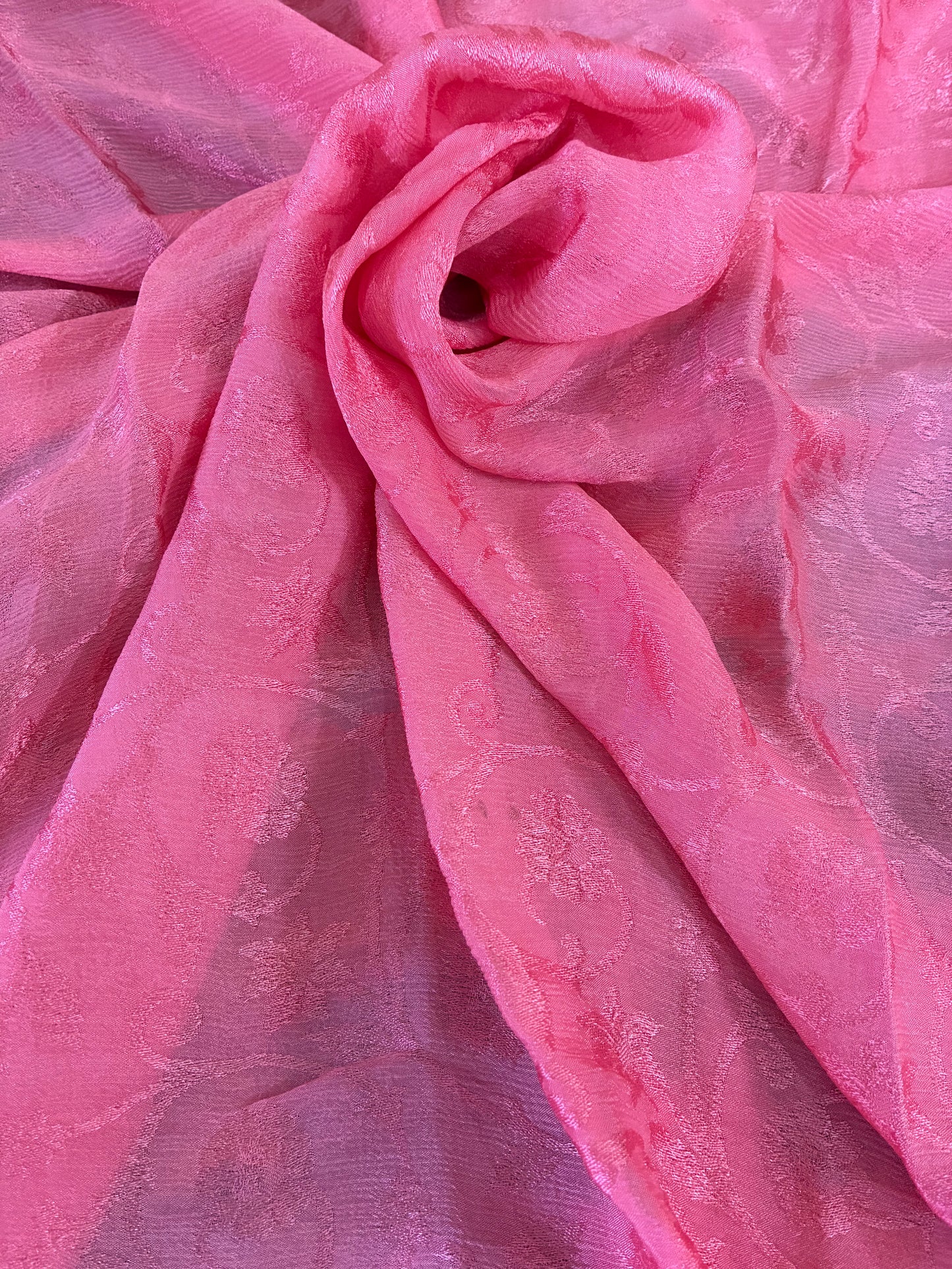 Pink Floral Pure Chiffon Saree