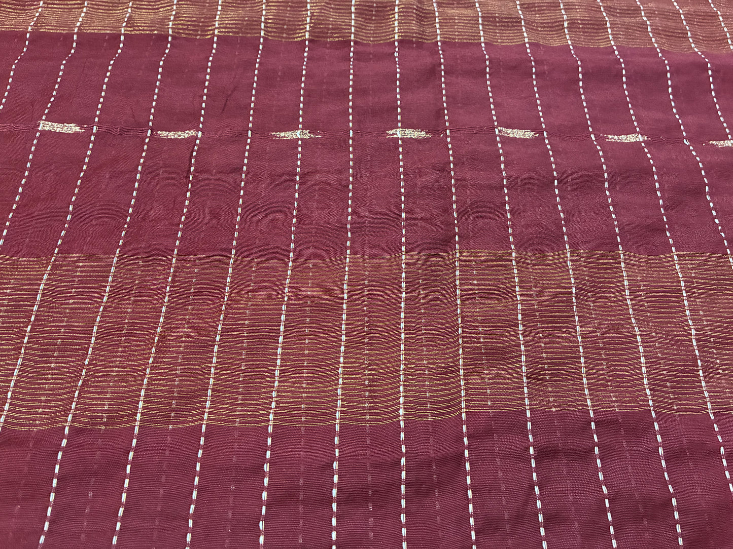 Maroon Crumbled Chanderi Saree