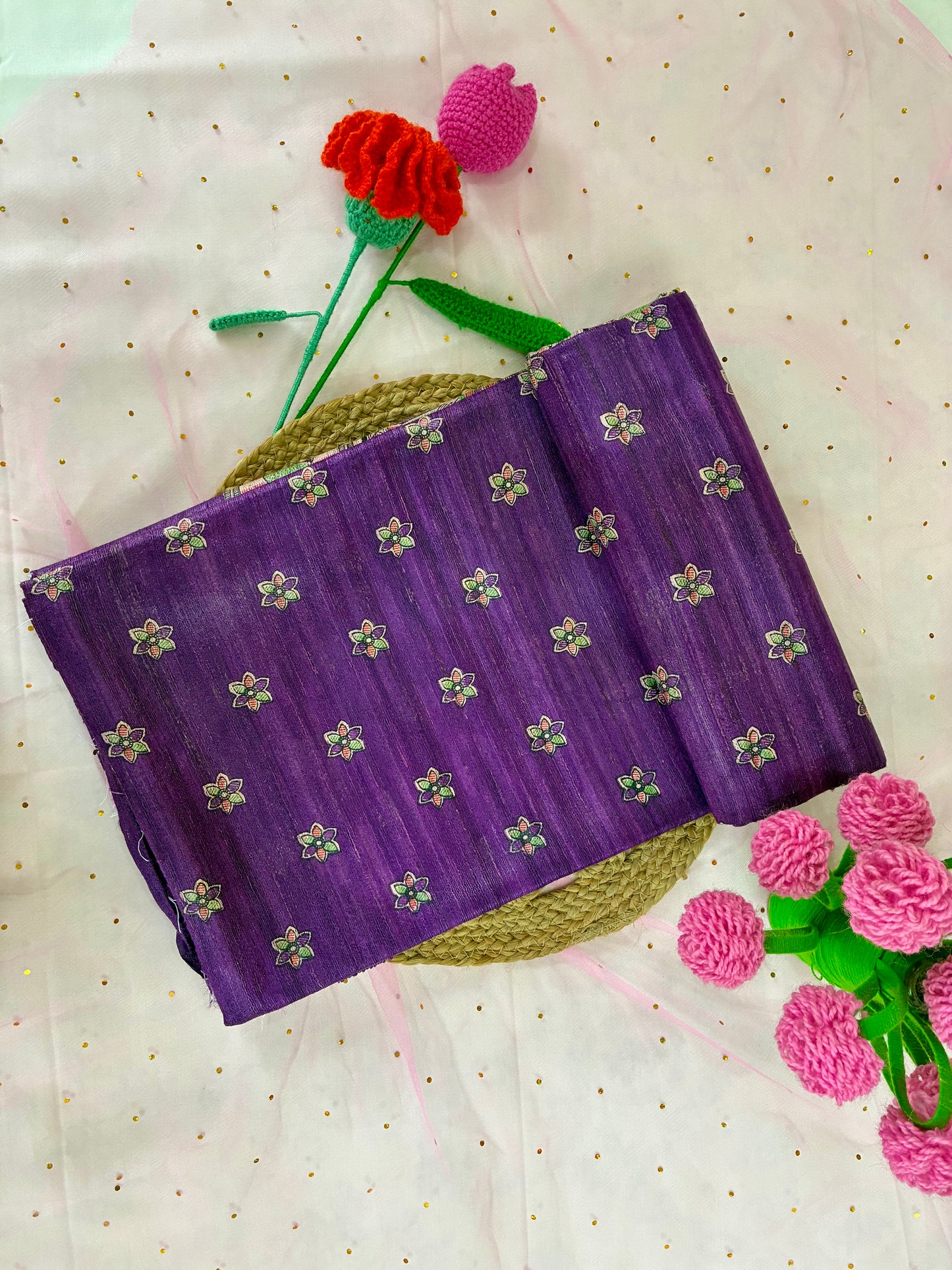Purple Bhagalpuri Ghicha Silk With Madhubani Print Saree