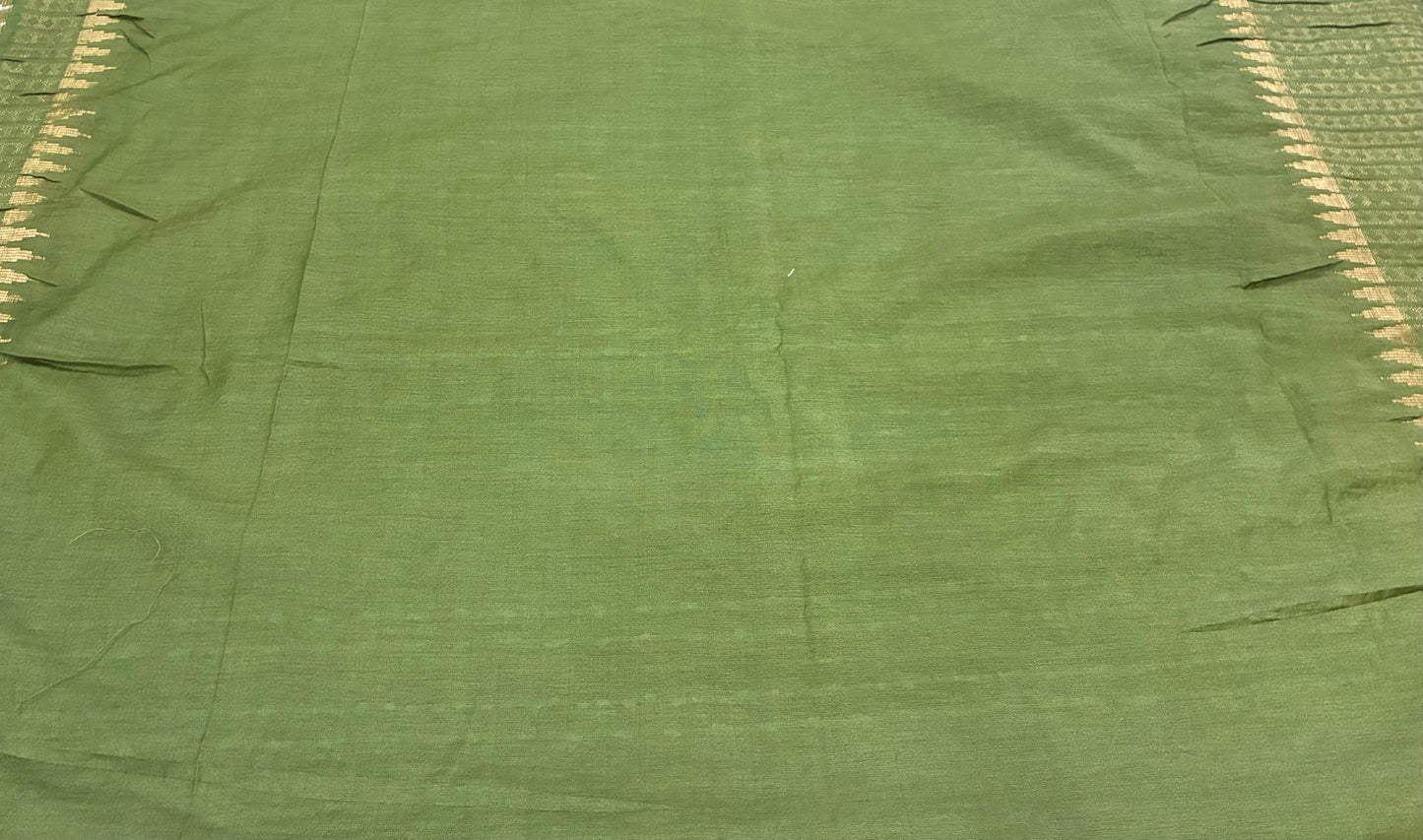 Green Crumbled Chanderi Saree