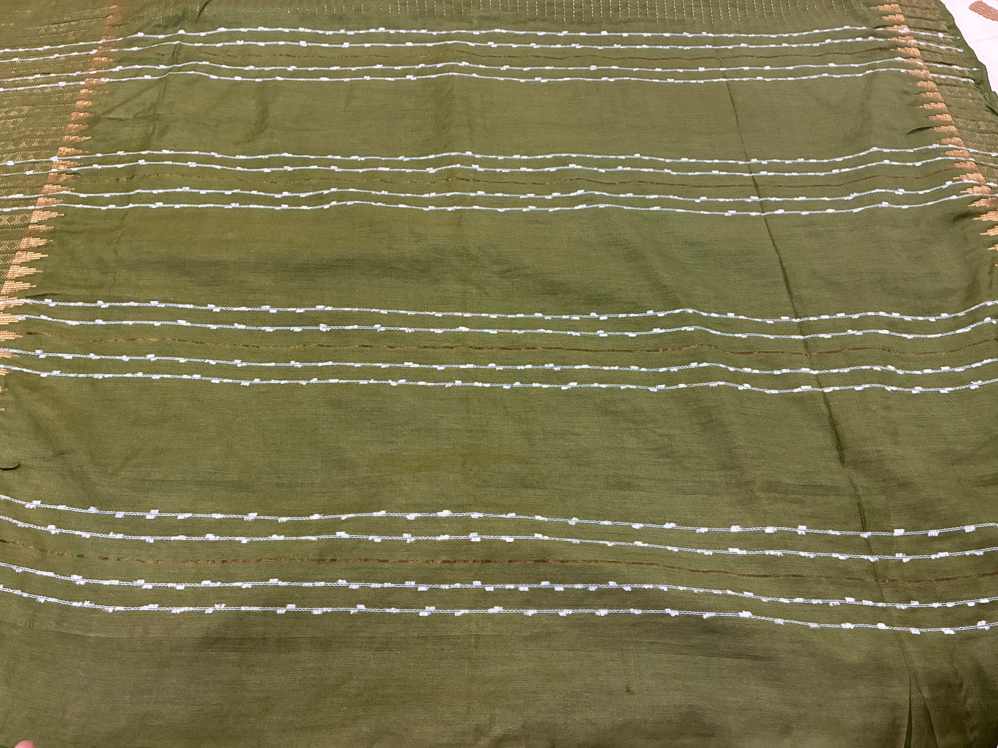 Green Crumbled Chanderi Saree