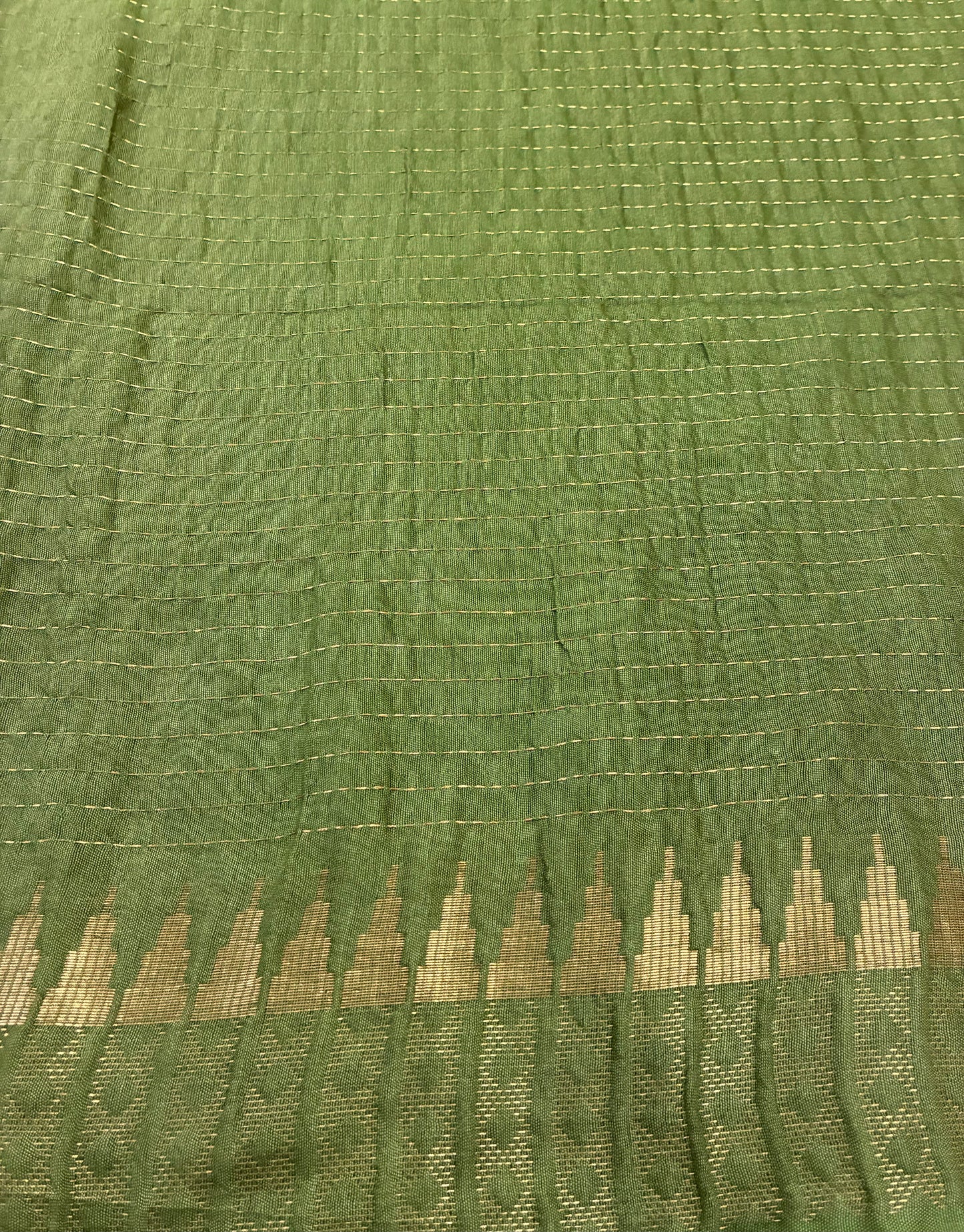 Green Crumbled Chanderi Saree