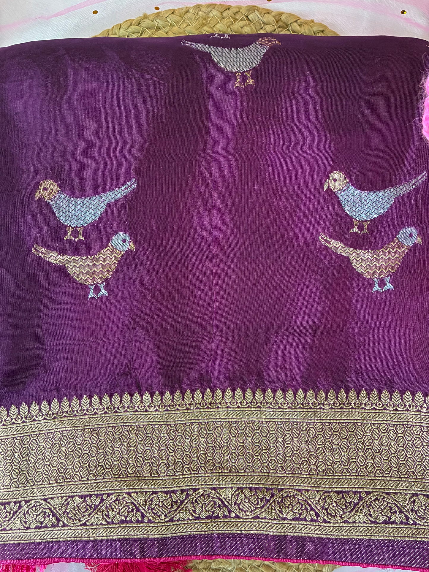 Purple Bird Dola Silk Saree