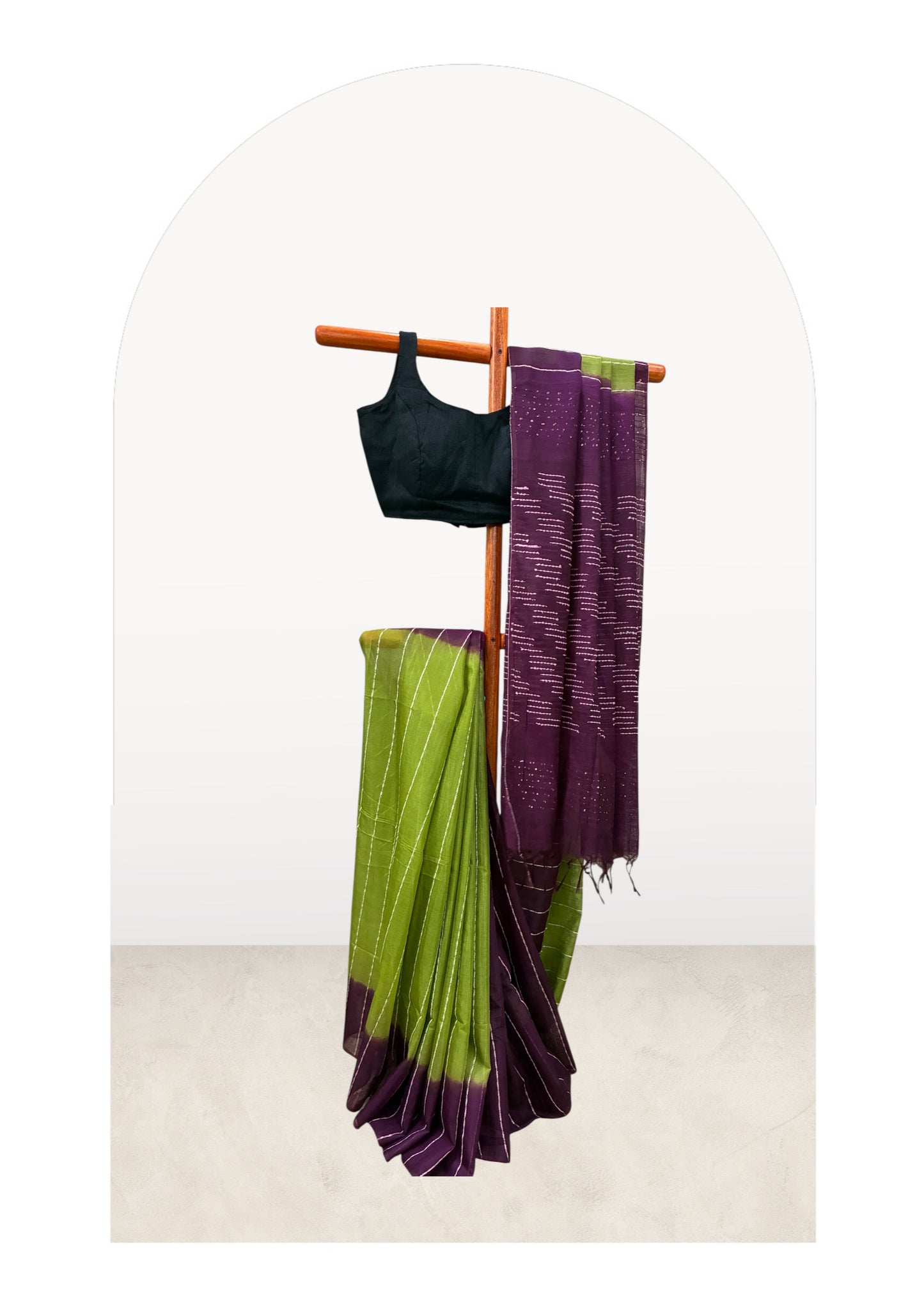 Purple Green Chanderi Cotton